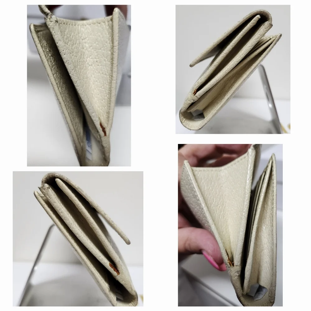 GUCCI G Clasp Continental Pebble Grain Ivory Leather Wallet Auth #035.2778.2097 - Picture 7 of 16